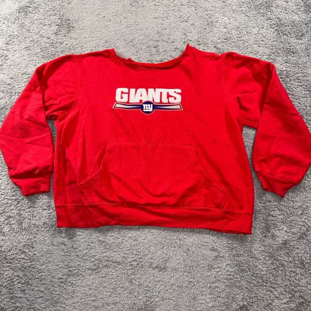 NFL Pro Line New York Giants Sweatshirt XL Red Mens Crewneck Raw Neck Logo